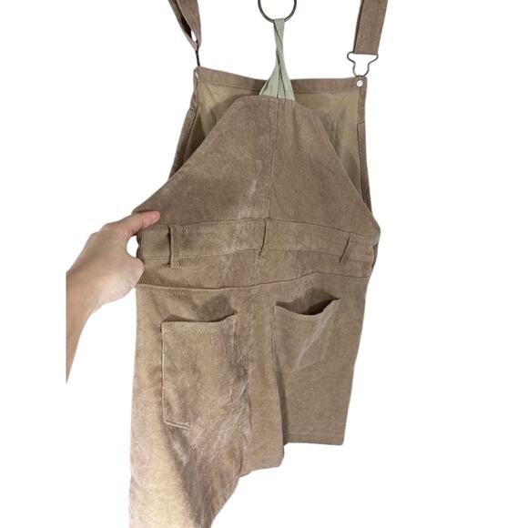 Entro Small Corduroy Painters Overall Beige Pinafore Cottage Farmhouse Dress - Picture 5 of 6